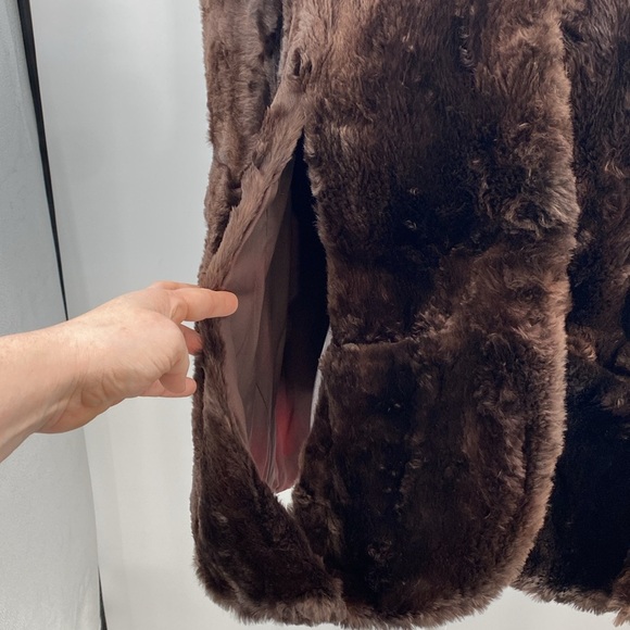 Davidson's Indiana Vintage Real Fur Poncho Coat Jacket Womens Size OS Brown Soft - Picture 5 of 13